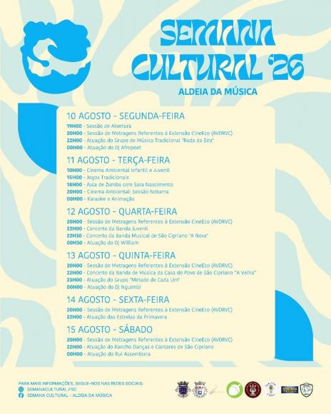 Cartaz da Semana Cultural da Aldeia da M&uacute;sica de S&atilde;o Cipriano 2026