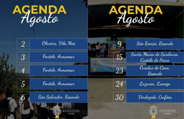 Programa de Agosto da Banda de M&uacute;sica "A Velha "
