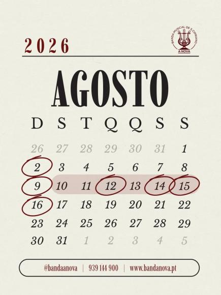 Programa de Agosto da Banda Musical"A Nova "