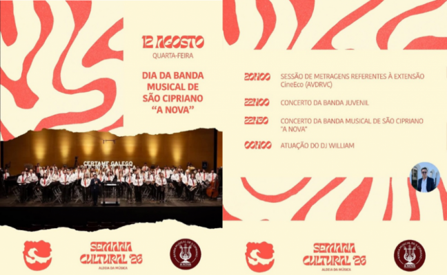 12 de Agosto de 2026, &eacute; o dia da Banda Musical A Nova de S&atilde;o Cipriano 