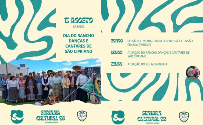 15 de Agosto de 2026, no pr&oacute;ximo s&aacute;bado, &eacute; o dia do Rancho Dan&ccedil;as e Cantares de S&atilde;o Cipriano